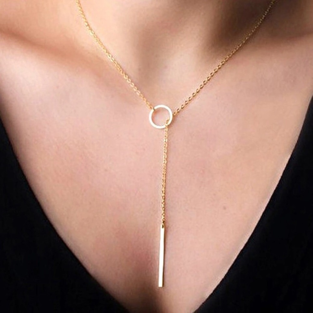 Dainty gold toned lariat necklace